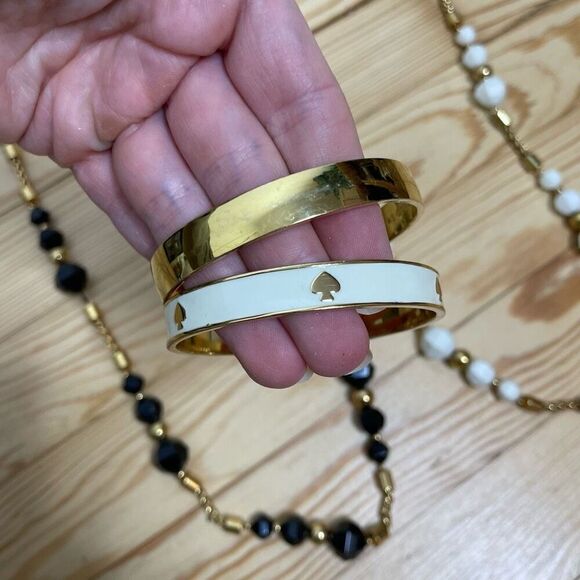Kate Spade‎ Statement Necklace Bracelet Bangle Lot Cut to the Chase Idiom Gold - Picture 2 of 9